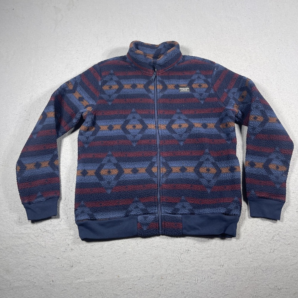 Abercrombie‎ Kids Jacket Boys 13/14 Fleece Full Zip Aztec Fall Winter Warm